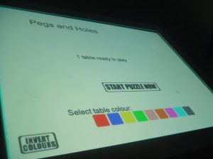 SynergySpace 1 running in high-contrast mode on a multi-touch podium
